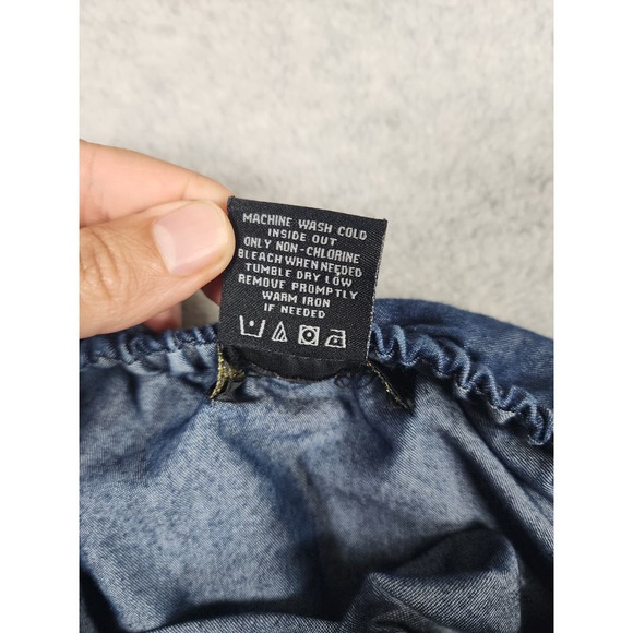 Gold Drama Girl's Sz M VTG Y2k Chambray Elastic Waist Strapless Jumpsuit - Picture 13 of 13